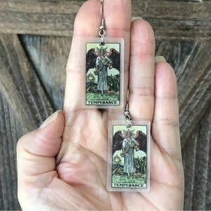 “Temperance” Tarot Card Handmade Drop Earrings